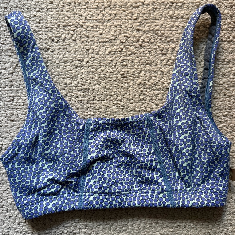 Maaji Blue and Light Teal Dot Print Sports Bra